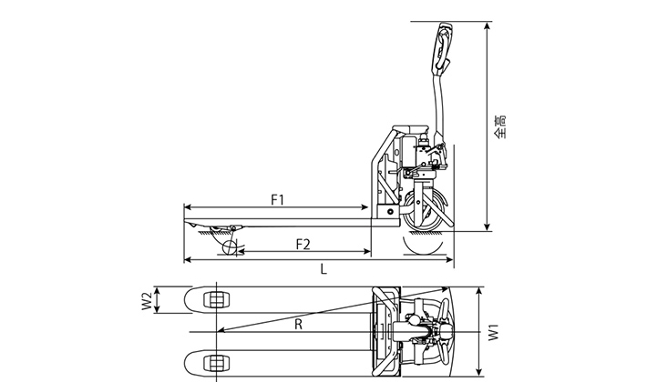 電動式ローリフトトラック EKシリーズ寸法図